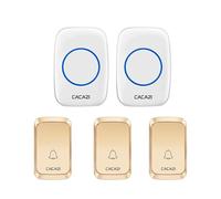 SLDAGe Sonnette sans Fil Exterieur Étanche, 300M Sonnette Longue Portée avec Récepteurs Enfichables, Carillon Electronique Kit pour la Maison, LED Bleu, 58 Mélodies, 4 Niveaux Volumes,d'or,3 V 2