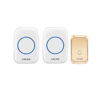 SLDAGe Sonnette sans Fil Exterieur Étanche, 300M Sonnette Longue Portée avec Récepteurs Enfichables, Carillon Electronique Kit pour la Maison, LED Bleu, 58 Mélodies, 4 Niveaux Volumes,d'or,1 V 2