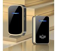 SLDAGe Sonnette sans Fil Exterieur Étanche, 300M Sonnette Longue Portée avec Récepteurs Enfichables, Carillon Electronique Kit pour la Maison, LED Bleu,60 Mélodies 5 Niveaux Volumes,Black Gold,1 V 1