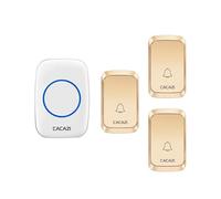 SLDAGe Sonnette sans Fil Exterieur Étanche, 300M Sonnette Longue Portée avec Récepteurs Enfichables, Carillon Electronique Kit pour la Maison, LED Bleu, 58 Mélodies, 4 Niveaux Volumes,d'or,3 V 1
