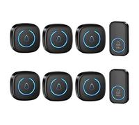 SLDAGe Sonnette sans Fil Exterieur Etanche,Divers Kit d'un Récepteur et d'un Emetteur, IP66 Etanche Carillon 300 Mètres,60 Mélodies et 5 Niveaux Volume pour Maison,Salon,Bureau,Noir,Two in Six