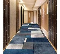 SLDAGe Tapis de Couloir, 60x120cm, Chemin de Cuisine géométrique Marron et Bleu Ethnique Vintage, Tapis Doux Lavable à Poils Ras pour Le Salon d'étude de Hall,0.5X8.5M