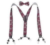 SLEDEZ Ensemble De Bretelles Élastiques Et Nœud Papillon Bretelles for Hommes Clip Bow Set Best Man Porte-Jarretelles Costume Accessoires (Color : Red, Size : Free Size)
