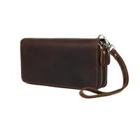 SLEDEZ Pochette en Cuir Vintage à Double Fermeture éclair for Hommes d'affaires