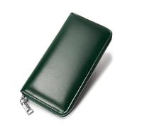 SLEDEZ Portefeuille en Cuir for Hommes et Femmes, Long Portefeuille Multifonctionnel en Cuir, Pochette à Fermeture éclair(Green)