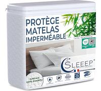 SLEEEP Protege Matelas 160x200 Fibre de Bambou Oeko-Tex, Alese 100% Imperméable, Protection Matelas Drap House Bonnet 30cm Ultra Douce Anti Acarien Punaise de lit -Qualité Hôtellerie-