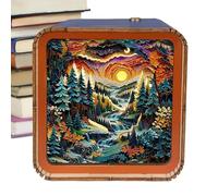 Sleek 3D Wooden Puzzle Night Light, LED Night Light Puzzle, Rechargeable 3D Lamp, Wireless Wooden Lamp Nightlight for Birthday, Indoor, Outdoor, Travel, Present 9.5x9.5x5cm