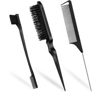 Sleek Bun Hairbrush Set of 3 Sleek Look Stylish Hairdressing Hairdresser Women Kids Hairdresser Black
