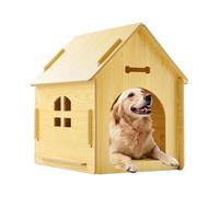 Sleek Classic Design Dog Kennel, Wooden Pet House, Removable Roof Dog House, Decorative Wooden Dog Shelter 39.5x51x52cm for Outdoors, Garden, Yard, Patio, Home, Wood Color