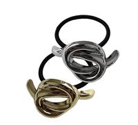 Sleek Metal Hair Ties for Women, 2x Adorable Ponytail Cuff Holders, Stylish & Portable Hair Accessories for Everyday Wear, Home & Travel, 2.17x1.97x0.98 Inches