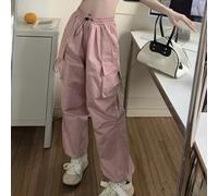 Sleek Urban Pantalon rétro pour femme avec une coupe ample conçu comme un essentiel streetwear élégant (2XL rose)