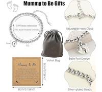 SLEEKEE 1 Bracelet Et 1 Pendentif pour Les Femmes Enceintes, Pendentif D'Empreinte en Argent, avec des Cartes De Vœux Exquises, des Cadeaux d'anniversaire Et De Noël.