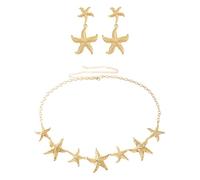 SLEEKEE 1 Collier De Taille Étoile De Mer en Or, 1 Paire De Boucles d'oreilles Étoile De Mer en Or, Ceinture De Taille Tout-Allumette À La Mode, Accessoires De Vacances D'Été.