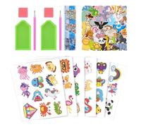 SLEEKEE 1 Ensemble De Peintures en Strass Et 40 Autocollants d'animaux De Dessin Animé, Production Artisanale pour Enfants, Jouets Créatifs pour Enfants, des Albums Photo