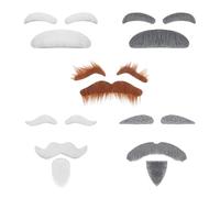 SLEEKEE 1 Jeu De Barbe De Simulation, 1 Ensemble De Sourcils De Barbe Brune, Auto-Adhésif Drôle, Jeu D'Accessoires De Grand-Père, Adapté Au Jeu De Rôle, À La Fête De Maquillage, À Noël.