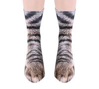 SLEEKEE 1 paire de chaussettes 3D avec pattes de chat, chaussettes d'animaux pour adultes, chaussettes étranges 3D, chaussettes pour femmes, universelles pour adultes, multicolore, L-XL