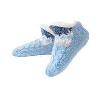 SLEEKEE 1 Paire de Chaussettes Moelleuses d'Hiver, Chaussettes Chaudes en Laine Épaisse, Douces et Antidérapantes (Bleu)