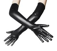 SLEEKEE 1 pièce sexy noir long en cuir verni pour femmes, accessoires élégants et séduisants pour adultes femmes, adaptés pour les fêtes, les danses et les soirées, 54 x 11 cm, Noir , taille unique