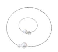SLEEKEE 1 Pièce Tour De Cou De Perles Ouvert, 1 Bracelet De Perles Ouvert, Bijoux D'Imitation De Perles Ouverts, Collier pour Femme À La Mode, Bracelet Simple Couche, Accessoires Élés pour Femmes