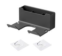 SLEEKEE 1 support de sèche-cheveux avec 2 crochets transparents, support pour sèche-cheveux pour installation sans perçage, support pour sèche-cheveux de salle de bain (noir)