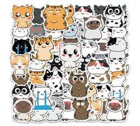 SLEEKEE 100 Feuilles D'Autocollants De Chat De Dessin Animé, D'Autocollants d'animaux Mignons, D'Autocollants De Graffiti en Vinyle Imperméables, D'Autocollants Décoratifs DIY
