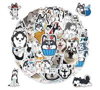 SLEEKEE 100 Feuilles D'Autocollants Husky De Dessin Animé, Autocollants De Chien Mignon, Autocollants De Graffiti en Vinyle Imperméables, Autocollants De Scrapbooking, Autocollants De Décoration DIY