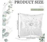 SLEEKEE 1Pcs Blanc Anneau Oreiller, 200Pcs Blanc Pétale Décoration, Carré Double Coeur Anneau Oreiller, Simulation Jetant des Pétales, Accessoires pour La Décoration De La Salle De Mariage.