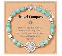 SLEEKEE 2 Bracelets, 2 Cartes, Cadeaux De Voyage, Slogans De Bénédiction pour Petite Amie, Décorations Quotidiennes pour Les Mains, Motifs De Boussole.