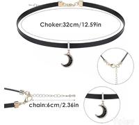 SLEEKEE 2 Chaînes De Lune Noires, Chaînes De Clavicule À La Mode Sexy, Colliers en Cuir Gothique, Cadeaux De Noël Exquis.