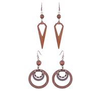 SLEEKEE 2 Paires De Boucles d'oreilles en Bois, Boucles d'oreilles Vintage, Boucles d'oreilles Géométriques, Boucles d'oreilles Bohème, Boucles d'oreilles Femme