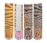 SLEEKEE 2 Paires De Chaussettes Patte De Chat, Chaussettes Imprimées Créatives, Chaussettes Rigolotes, Chaussettes Mollet, Chaussettes Cadeaux, Chaussettes Rigolotes
