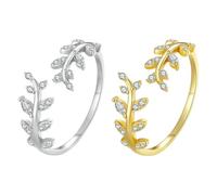 SLEEKEE 2 Pièces Bagues Ramifiées, Bagues Strass, Bijoux Simples, Bagues Femme, Bagues Réglables