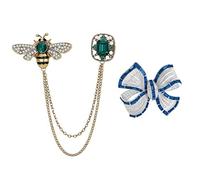SLEEKEE 2 Pièces Broche en Strass Vintage, Broche À Pompon d'abeille, Broche À Nœud De Mode, Épingle De Robe Élée, Épinglette À Pompon, Adaptée Aux Filles Et Aux Femmes
