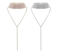 SLEEKEE 2 Pièces Colliers De Diamants Multicouches, Colliers Personnalisés De Mode, Colliers Élés, Colliers pour Femmes, Accessoires Vestimentaires (Argent, Or)