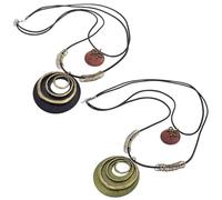 SLEEKEE 2 Pièces Colliers en Corde De Cuir en Bois, Colliers De Style Bohème, Colliers Rétro, Colliers À Pendentif Géométrique, Colliers De Personnalité Créative