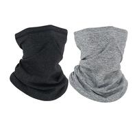 SLEEKEE 2 Pièces Écharpe Anneau d'Hiver, Foulard Polaire Unisexe, Masque Chaud Coupe-Vent, Écharpe de Masque Visage Doux Chaud pour Le Ski Course à Pied Cyclisme Écharpe Chaude (Noir, Gris),