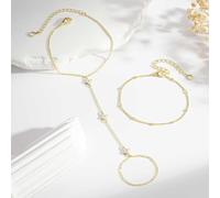 SLEEKEE 2 Pièces Kleefingerkette Et 1 Morceau De Schlüsselbeinkette, À La Mode Glücksaccessoires, Empilées Les Damendekoration, Adapté Au Quotidien pour La Compilation Et Urlaubskleidung.