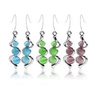 SLEEKEE 3 Paires De Boucles d'oreilles Pendantes pour Femmes, Boucles d'oreilles Créatives À Vagues Incurvées, Boucles d'oreilles Boho, Boucles d'oreilles en Cristal De Mode