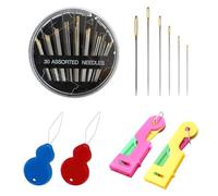 SLEEKEE 30 Aiguilles À Coudre À La Main, 4 Enfile-Aiguilles, Aiguilles À Coudre avec Boîte, Aiguilles À Broder De Différentes Tailles, Ensemble D'Aiguilles À Coudre pour La Maison