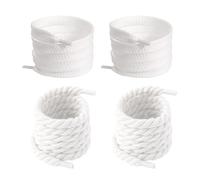 SLEEKEE 4 Lacets En Coton Blanc, Lacets Longs Plats, Lacets En Corde Tressée, Lacets De Remplacement De Chaussures Décontractées, Chaussures En Toile, Lacets De Chaussures De Sport