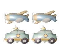 SLEEKEE 4 Pièces Ballons Mats, Ballons De Voiture Et d'avion, Ballons en Aluminium, Décorations De Ballons Créatives Et Mignonnes, Décorations De Fond pour Anniversaires d'enfants