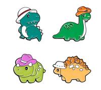 SLEEKEE 4 Pièces Petites Broches De Dinosaure, Broches De Dessin Animé, Broches Mignonnes, Accessoires Décoratifs pour Sac À Dos, Broches pour Enfants