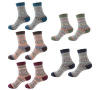 SLEEKEE 5 Paires de Chaussettes Chaudes et Confortables, Chaussettes d'Hiver pour Femme, Chaussettes Rétro, Chaussettes Tricotées Respirantes, Cadeaux de Vacances