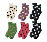 SLEEKEE 6 Paires De Chaussettes À Pois, Chaussettes Mignonnes, Chaussettes Rétro, Chaussettes Mollet Pour Femme, Chaussettes Douces Et Respirantes