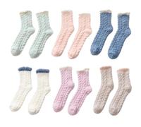 SLEEKEE 6 paires de chaussettes en polaire corail, chaussettes chaudes automne et hiver, chaussettes en peluche épaisses, chaussettes pantoufles moelleuses, chaussettes épaisses, chaussettes de