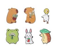 SLEEKEE 6 Pièces Broches d'Animaux De Dessin Animé en Métal, Mignonnes pour Enfants et Décoration De Vêtements