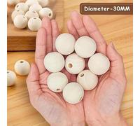 SLEEKEE 60 Boules en Bois Perforées, Perles en Bois Naturel, Accessoires De Bijoux Faits À La Main, Adaptés Aux Bracelets Et Colliers.