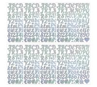 SLEEKEE 8 Feuilles D'Autocollants Alphanumériques À Paillettes, Autocollants De Lettres Manuscrites De 1 Pouce, Autocollants Imperméables Auto-Adhésifs, Autocollants De Cartes De Vœux Cadeaux