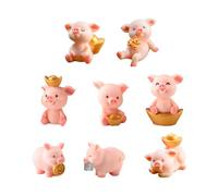 SLEEKEE 8 Pièces Ornements De Cochon, Ornements Miniatures De Figurine De Cochon Porte-Bonheur, Ornements en Résine #1, Ornements De Bureau pour L'Artisanat