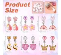 SLEEKEE 9 Paires De Pinces À Oreilles Colorées pour Enfants, Pinces À Oreilles Mignonnes pour Filles, Pas De Style De Perforation, Accessoires De Princesse Assortis.